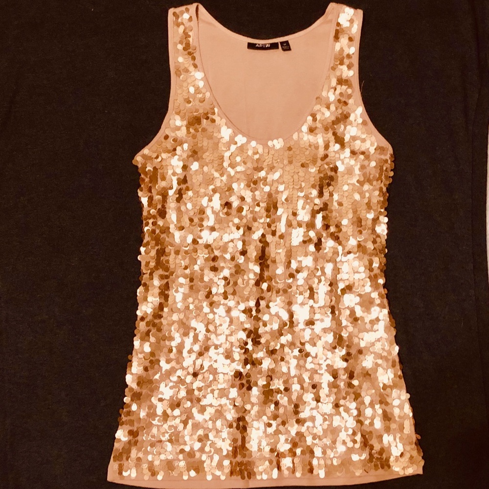 APT. 9 Rose Gold/Pastel Copper/Nude Sequins Tank